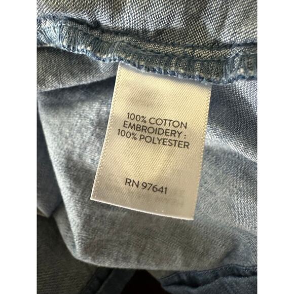 NWT J. Jill Embroidered Indigo Open Front Jacket Floral Blue Women's Size Large - Picture 6 of 14